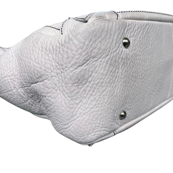 COLE HAAN Large Soft Ivory Pebbled Leather Tote with Gold Hardware (T) - Picture 8 of 13